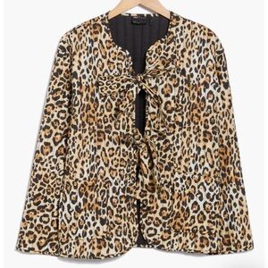 NWOT ASOS Quilted Leopard Animal Print Tie Jacket size Medium